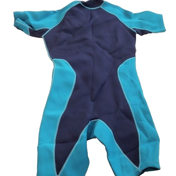 Ocean Gear Shorty Wetsuit Swimsuit Dive Skin Size L Blue Teal Front Zip - Picture 3 of 7